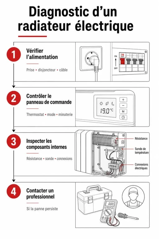 Schéma de diagnostic pour la réparation d'un radiateur électrique