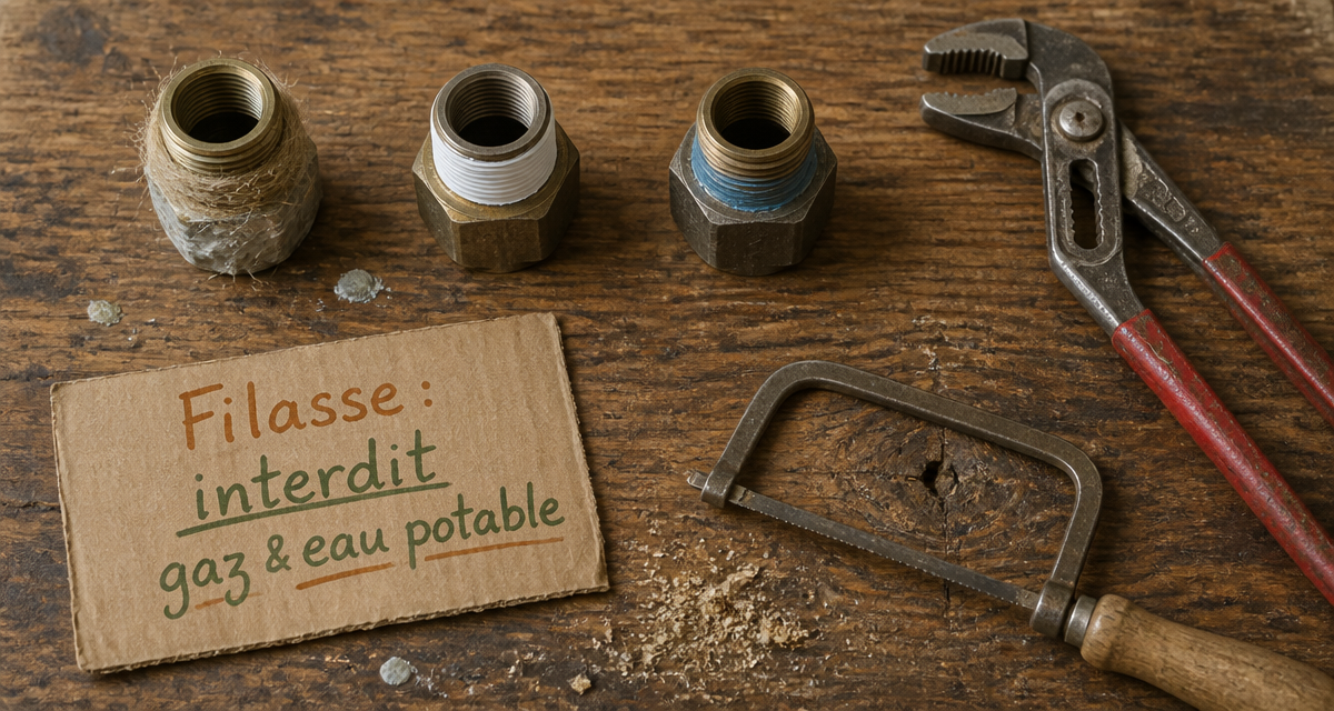 joint filasse interdit sur raccords gaz et eau potable