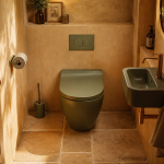 toilette coloré vert garrigue ocre ambiance design