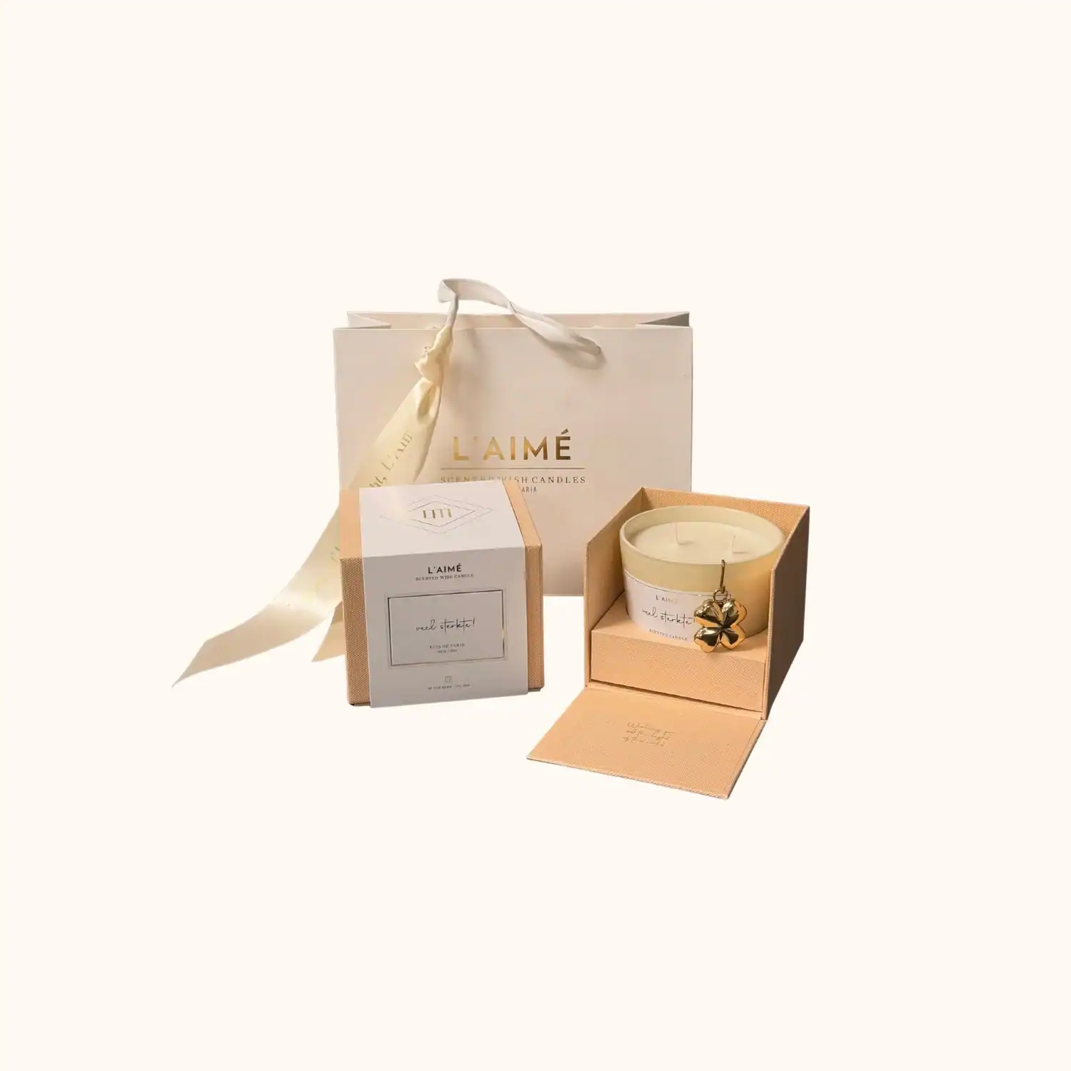 Giftset: Veel sterkte- with Jewel Gold Leaf jewel Geurkaars