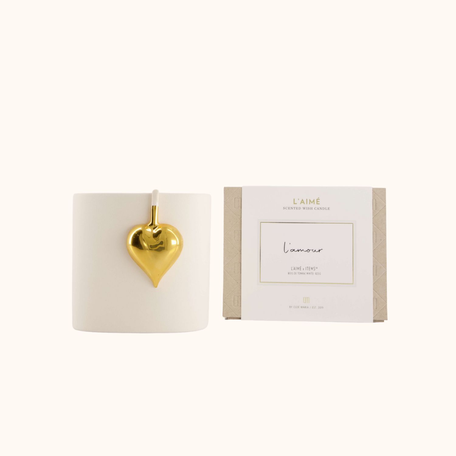 candle l'amour with golden heart, special handmade candle royal Goedewaagen