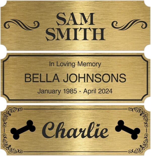 Engraved Name Plate Customized and Personalized, 1″ x 3″ Trophy, Picture Frame and Memorabilia Plate, 15 Color Options Prestige Collection