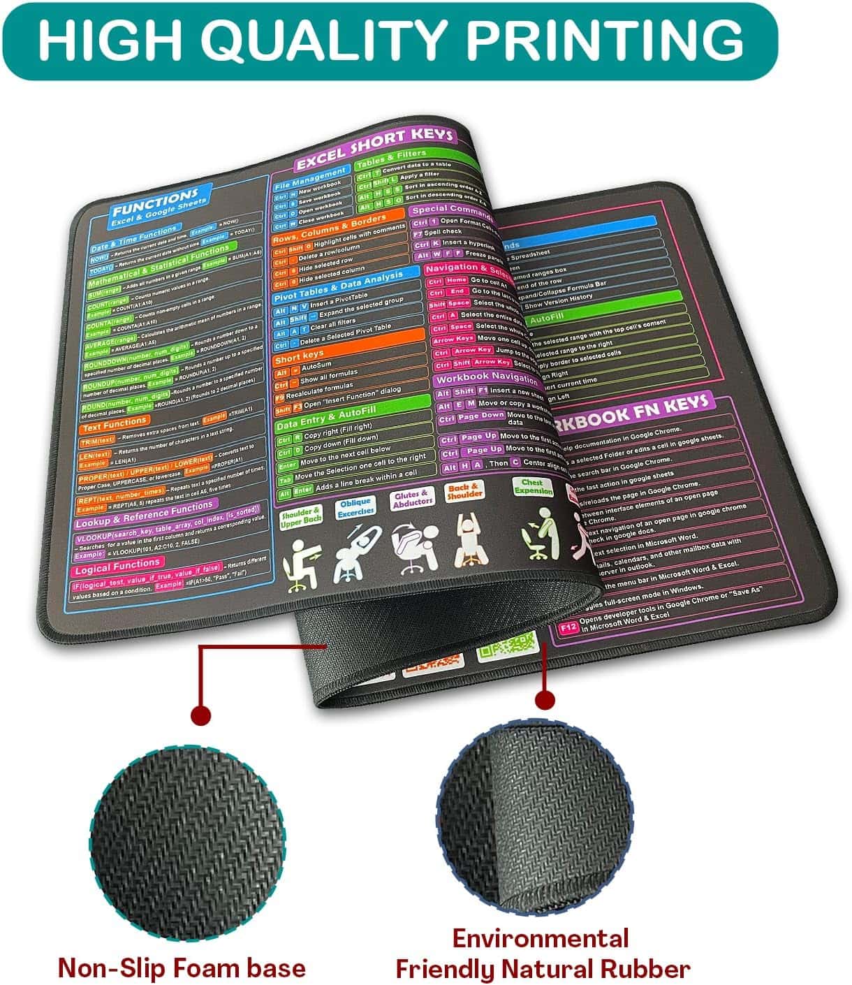 Excel cheat sheet mouse pad