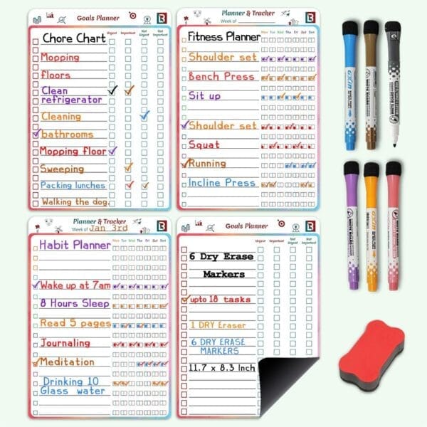 Lambock Reusable Magnetic Planners and Trackers-Habit, Goal and Fitness Planners