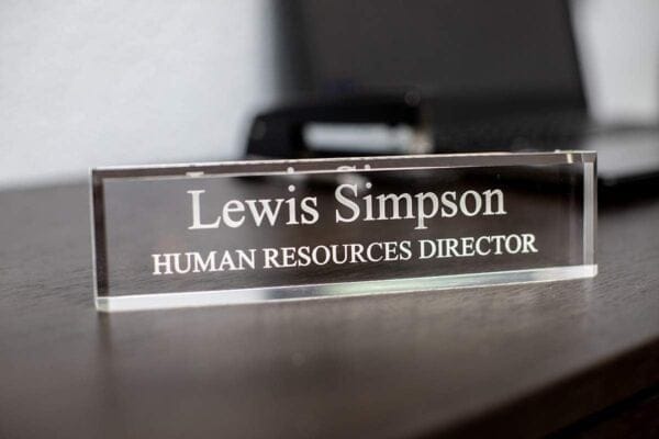 Personalized Acrylic Desk Name Plate 2″ x 8″ – Office Desk Accessories Décor
