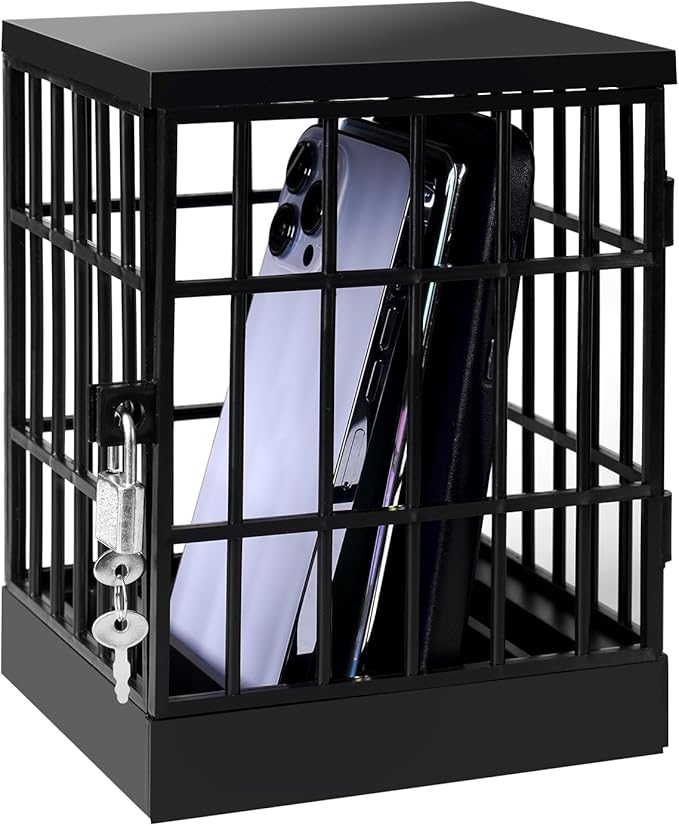 Cell Phone Jail Lock Box, Mobile Phones Prison Lockable Cage for Classroom Family Time Party