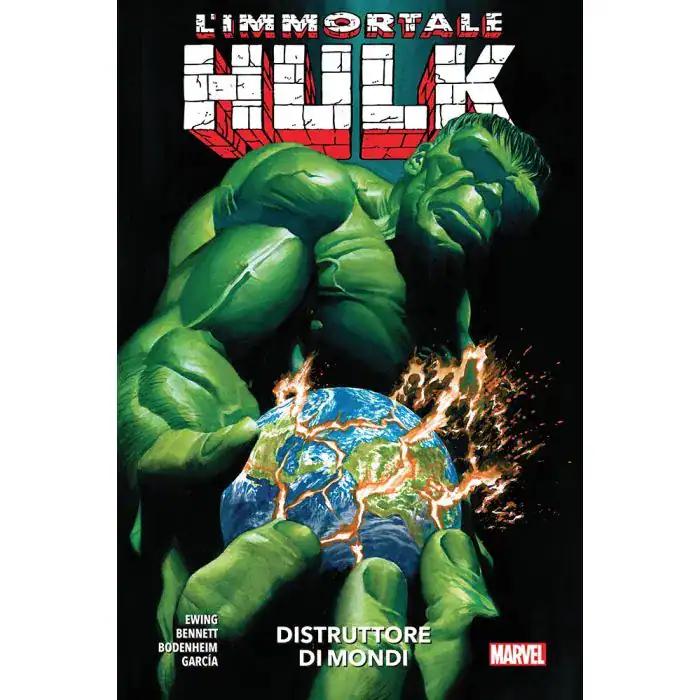 Alt: Copertina fumetto Hulk Lim Morto, Hulk tiene una terra che sembra bruciare, stile Marvel.