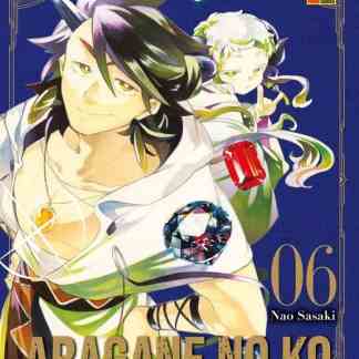 Personaggi manga con cristalli e gemme, stile anime, copertina colorata, Nao Sasaki.