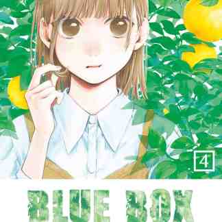 Alt: Copertina del manga "Blue Box" con ragazza con capelli castani e foglie di limone in secondo piano.