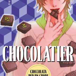 Ragazza che mangia cioccolato, stile manga, copertina di manga giapponese.