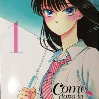Ragazza manga con ombrello sotto la pioggia, copertina di "Come Dopo la Pioggia 1".
