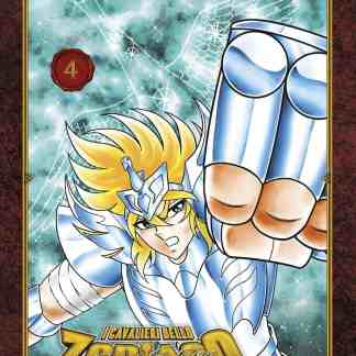 Guerriero saint seiya in armatura con sfondo cosmico, scena epica, portale di stelle, copertina fumetto.