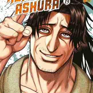 Illustrazione del protagonista di Kengan Ashura 19 con espressione sorridente e stile manga intenso.