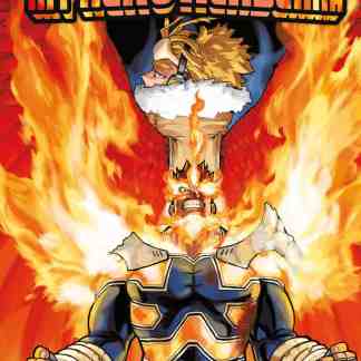 Alt: Copertina di My Hero Academia vol. 21, disegno di un eroe con poteri di fuoco e coraggio, protagonista del manga.