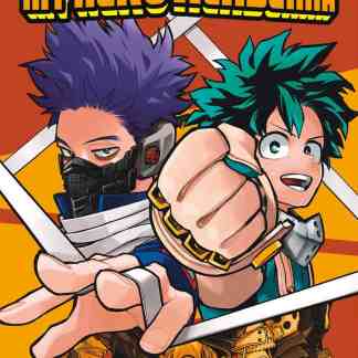 Copertina manga, eroi e protagonisti di My Hero Academia volume 23, scena dinamica e colorata.