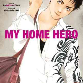 Ritratto del protagonista di My Home Hero 7 con stile manga, dettagli artistici e collezione di copertine.