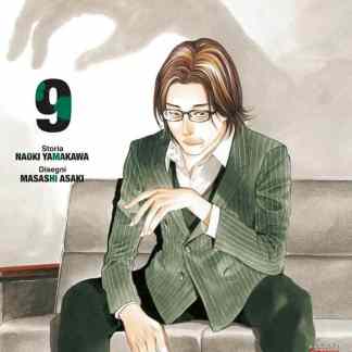 Alt: Copertina manga "My Home Hero" episodio 9 con protagonista seduto su divano.
