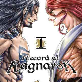 Alt: Copertina di Record of Ragnarok 1, con due guerrieri pronti allo scontro epico.