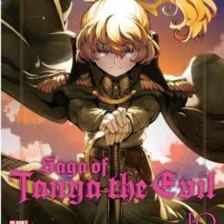 Copertina manga Saga of Tanya the Evil, protagonista in uniforme militare con spada.