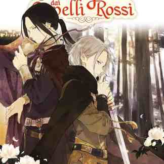 Fumetto manga di Shirayuki dai Capelli Rossi, copertina con due personaggi dai lunghi capelli, scena suggestiva in natura.