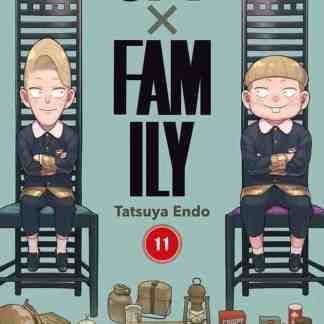 Illustrazione di famiglia spie con personaggi principali di Spy x Family, copertina manga.