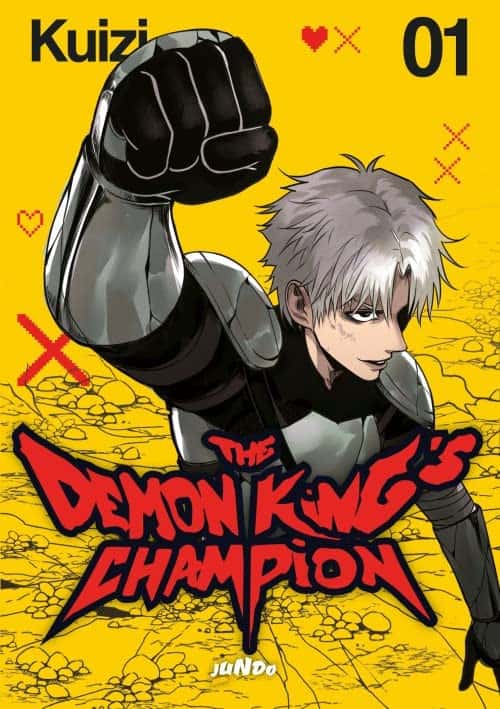 2. Copertina di manga con il protagonista con armatura e sfondo giallo brillante.
