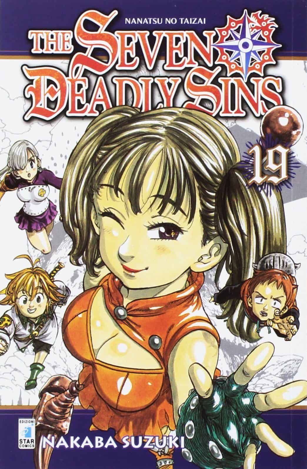 Comic manga Seven Deadly Sins, personaggi principali in azione e intrighi.