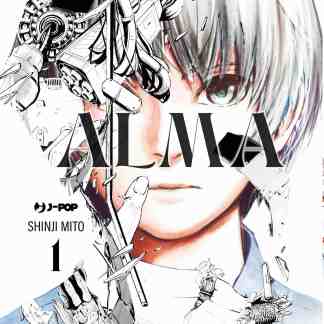 Alma 1 fumetto manga cyberpunk, personaggio con tecnologia e cyber-arte digitale, copertina futuristica.