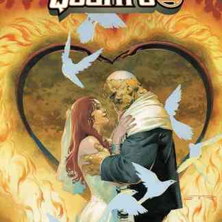 Immagine di Mr. e Mrs. Grimm con colombe bianche e ambientazione drammatica, fumetti Marvel.