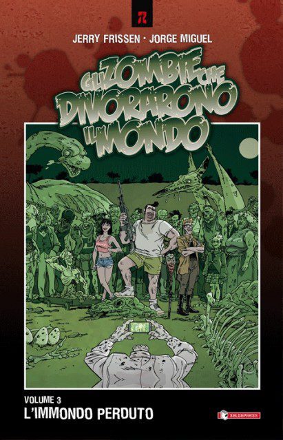 Zombi, dinosauri e apocalisse in copertina di fumetto horror di Jerry Frissen e Jorge Miguel.