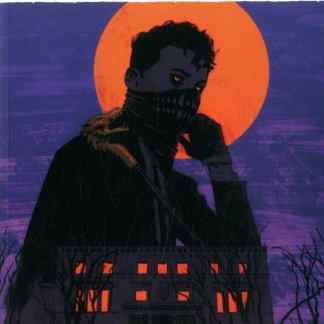 Copertina horror con figura misteriosa e casa infestata.