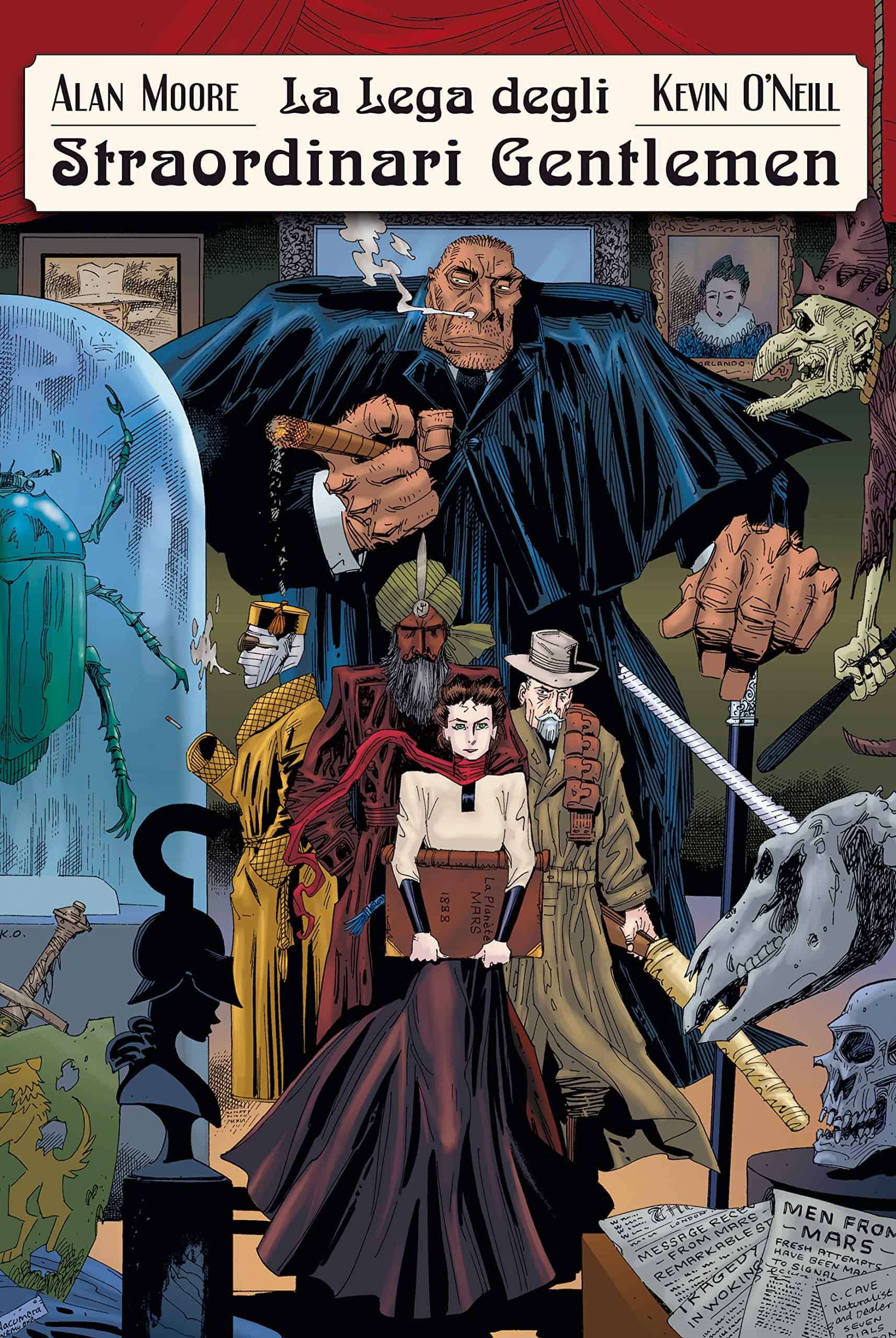 Immagine di una banda di personaggi fantastici in un ambiente misterioso.