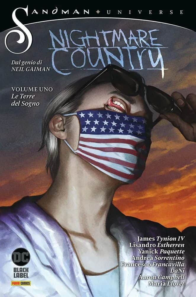 Copertina di "Le Terre del Sogno" di Nightmare Country 1, fumetto horror con personaggi iconici e temi inquietanti.