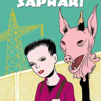 Illustrazione di una ragazza con un volto espressivo e un maiale mostruoso, in stile fumetto unico e intrigante.