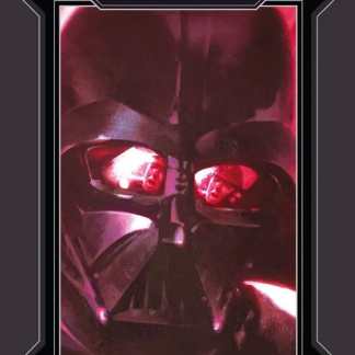 Casco di Darth Vader, iconico e potente, su sfondo nero e rosso. Libri Star Wars Leggende Oscure, avventure oscure.