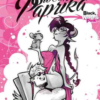 Paprika nera, bianca e rosa, fumetti colorati e stile cartoon manga.