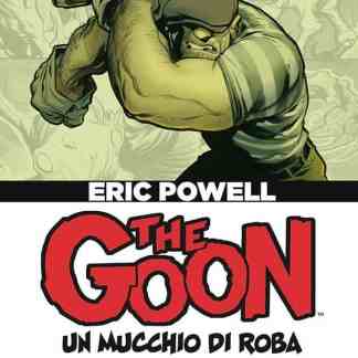 Illustrazione di Goon con arma in mano, copertina di fumetto in stile cartone animato.