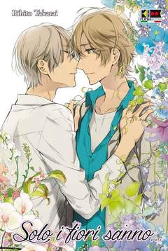 Due giovani ragazzi che si guardano innamorati tra fiori e natura vivida.