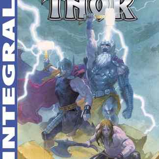 Alt: Copertina del fumetto Thor di Jason Aaron, con Thor e altri personaggi Marvel in scena epica.