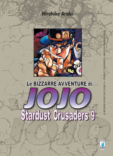 Ritratto di Jojo, protagonista di Stardust Crusaders, in stile fumetto con dettagli vivaci.