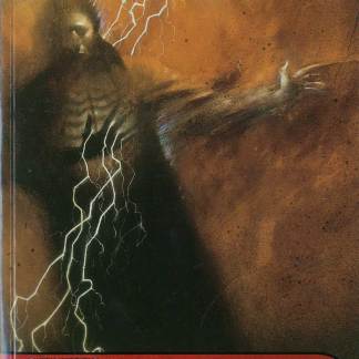 Mostra un'immagine di John Constantine, il celebre detective dell'occulto, con atmosfera cupa e lampi naturali.