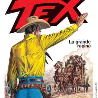 Illustrazione copertina Tex speciale 6 con cowboy e scena di rapina emozionante.