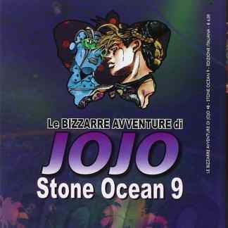 Copertina di Jojo Stone Ocean 9, fumetto manga con protagonisti di Jojo's Bizarre Adventure.