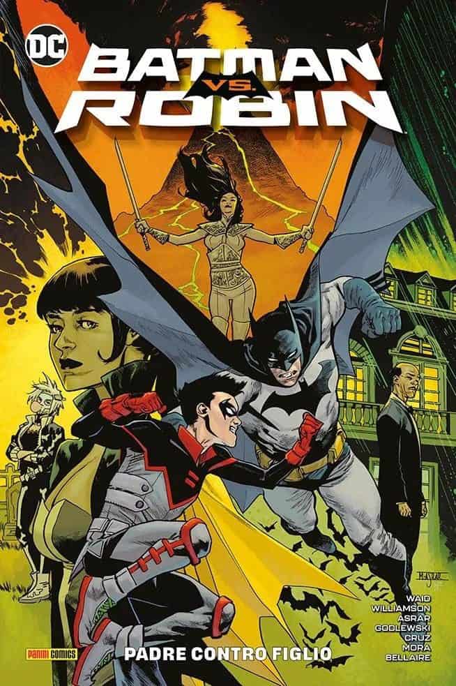 Alt text: Copertina di fumetto Batman vs Robin con Batman e Robin in lotta contro i nemici.