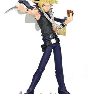 Figura Yugi Muto di Yu-Gi-Oh! con dettagli accurati, ispirata al famoso anime e manga.