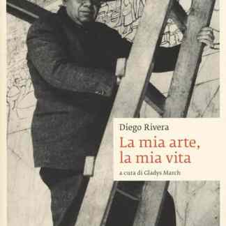 Artista Diego Rivera con scaffale di opere d'arte muraliste.