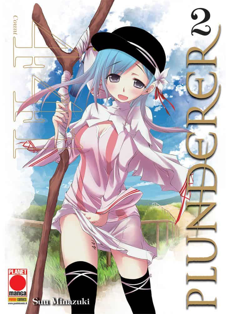 Immagine di una ragazza anime con vestiti scolastici, cappello nero, e bastone, stile manga, scena outdoors.