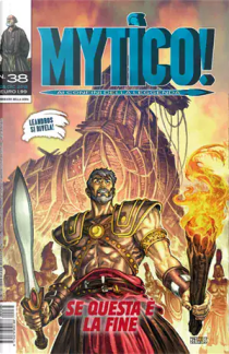 Fumetto Mystico con eroe al fuoco, simbolo di battaglie epiche e mistero.