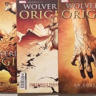 Alt: Copertine di fumetti Marvel Wolverine Origini con arte dettagliata e personaggi iconici.