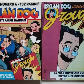 Copertina di Dylan Dog con personaggi e colori vivaci, stile fumetto italiano.
